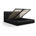 Čierna čalúnená dvojlôžková posteľ s úložným priestorom s roštom 180x200 cm Bellis – Micadoni Ho