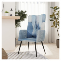 vidaXL Kreslo wingback patchwork denim plátno