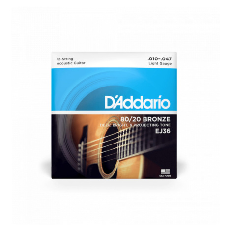 D'Addario EJ36 80/20 Bronze 12 Light - .010 - .047