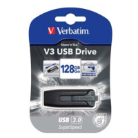 Verbatim USB flash disk, USB 3.0, 128GB, V3, Store N Go, černý, 49189, USB A, s výsuvným konekto