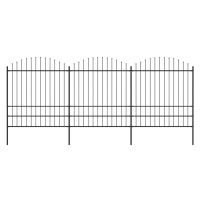 vidaXL Záhradný plot s hrotmi, oceľ (1,75-2)x5,1 m, čierny