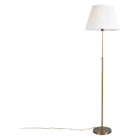 Stojatá lampa bronzová so skladaným tienidlom krémová 45 cm nastaviteľná - Parte QAZQA