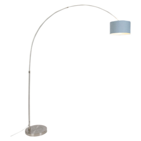 Oblúková lampa oceľ s 35/35/20 modrým nastaviteľným tienidlom - XL QAZQA