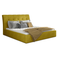 NABBI Ikaria 180 čalúnená manželská posteľ s roštom žltá