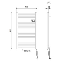 Mexen Aran, elektrické vykurovacie teleso 960x500 mm, 500 W, čierna, W306-0960-540-00-70