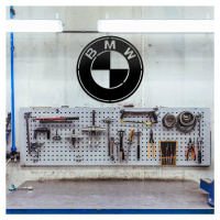 Drevené logo značky auta - BMW, Čierna
