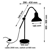 Stolová lampa Winston, nastaviteľná, čierna/biela