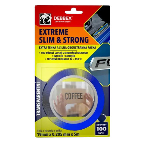 DEBBEX EXTREME SLIM&STRONG - Extra tenká a silná obojstranná páska 19mm x 0,2mm x 50m