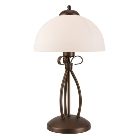 Tmavohnedá stolová lampa so skleneným tienidlom (výška  43 cm) Adelle – LAMKUR