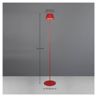 Stojacia lampa Suarez LED s dobíjaním, červená, výška 123 cm, kov