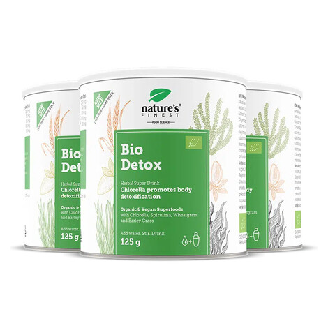 Nature's Finest Bio Detox Bundle | organická spirulina, chlorella, pšeničná tráva, jačmenná tráv