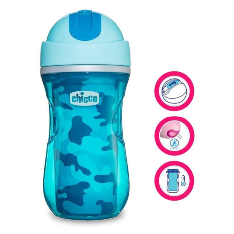 CHICCO Hrnček Sport termo so slamkou 266 ml, modrý 14m+