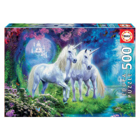Educa puzzle Unicorns in the forest 500 dielov a fix lepidlo 17648