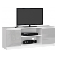 Stolík pod TV RTV 140 2D 1P biely / metalický, lesk