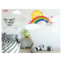 domtextilu.sk Veselá farebná detská nálepka na stene s pozitívnym motívom slniečka a dúhy 80 x 1