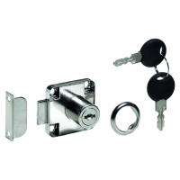 Hettich Nábytkový zámok s cylindrickou vložkou, 2 kľúče, poniklovaný, 19 mm