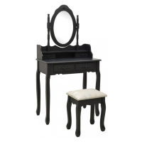 Toaletný stolík s taburetom Dekorhome Čierna,Toaletný stolík s taburetom Dekorhome Čierna