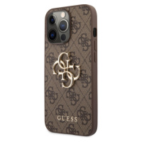 Plastové puzdro Guess na Apple iPhone 13 Pro GUHCP13L4GMGBR 4G Metal Logo hnedé