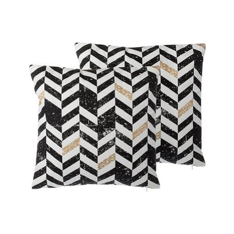 BELIANI, Sada 2 vankúšov Chevron vzor 45 × 45 cm čierna a biela HELCONIA, 205744