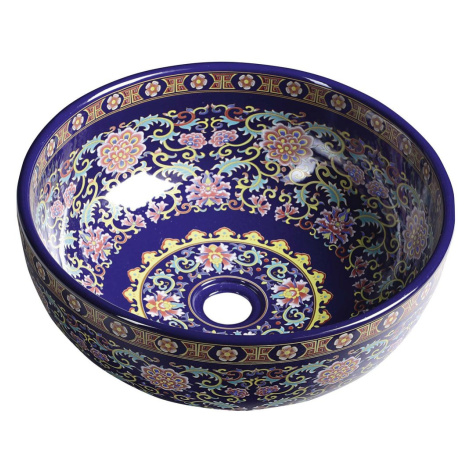 PRIORI keramické umývadlo, priemer 40,5cm, 15,5cm, fialová s ornamentami PI022 Sapho