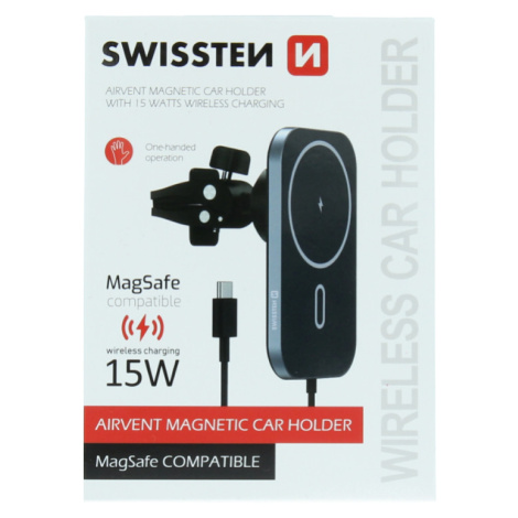 SWISSTEN Magnetic, magnetický držiak, 15W Magsafe, čierny