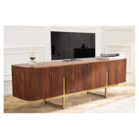 Estila Luxusný art-deco TV stolík Gatsby z mangového dreva so zlatými detailmi hnedý 160 cm