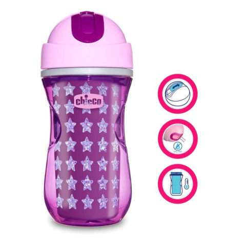 CHICCO Hrnček Sport termo so slamkou 266 ml, ružový 14m+