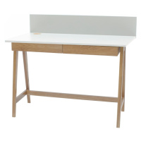 Biely písací stôl s podnožím z jaseňového dreva Ragaba Luka, dĺžka 110 cm