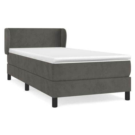 vidaXL PosteÄľnĂ˝ rĂˇm boxspring s matracom tmavosivĂ˝ 80x200 cm zamat