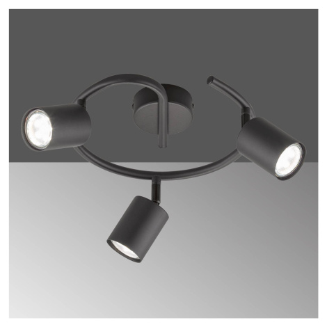 Stropné LED svietidlo Vano čierna, 3-pl., okrúhle FISCHER & HONSEL