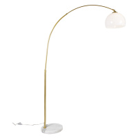 Moderná oblúková lampa z mosadze s bielym tienidlom - Arc Basic
