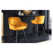Estila Dizajnová industriálna barová stolička Rufus so žltým čalúnením a čiernou konštrukciou z 