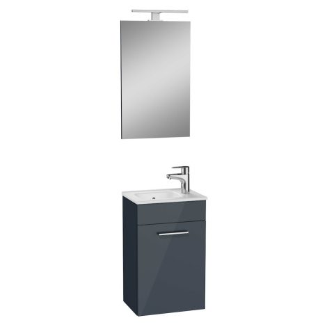 Kúpeľňová zostava s umývadlom, zrkadlom a osvetlením Vitra Mia 39x61x28 cm antracitový lesk MIAS
