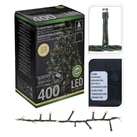 Vianočná svetelná reťaz Cluster, 400 mini teplá LED,