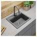 Sink Quality Ferrum New 5055, 1-komorový granitový drez 560x500x210 mm + chrómový sifón, šedá, S