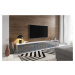 TV stolík Slant s LED osvetlením 240 cm biely mat/sivý lesk