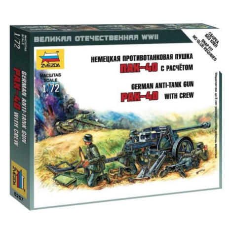 Wargames (WWII) military 6257 - Pak-40 (1:72) Zvezda