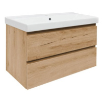 Kúpeľňová skrinka 2 zásuvky s umývadlom SAT B-Way 99x50x45 cm dub matný BWAY2100OAKU1BI