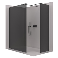 Cerano Onyx, sprchová zástena Walk-in, hranatá vzpera - čierna matná, grafitové sklo - 160x150 c