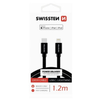 Swissten Textile kábel USB-C / Lightning MFi 1,2 M čierny