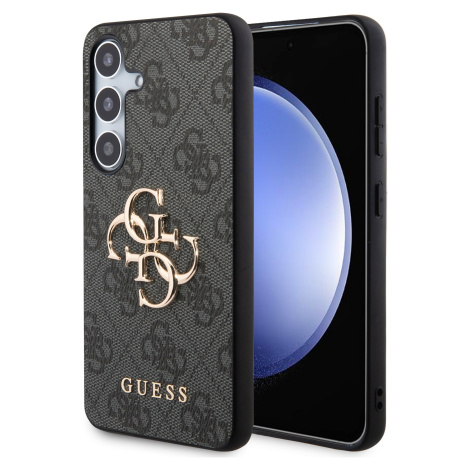 GUESS 4G Metal Logo Kožený Kryt pre Samsung Galaxy S24, Čierny