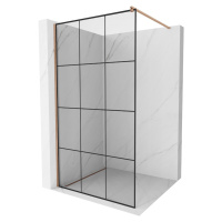 MEXEN/S - Kioto Sprchová zástena WALK-IN 100 x 200, čierny vzor 8 mm, meď kartáčovaná 800-100-10