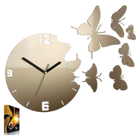 3D nalepovacie hodiny Butterfly metallic tortora