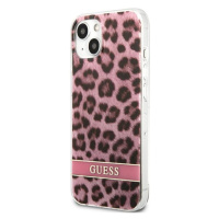 Plastové puzdro Guess na Apple iPhone 13 Pro Max GUHCP13XHSLEOP Leopard Electro Stripe ružové