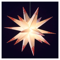 Ozdobná hviezda do exteriéru 18-cípa bielo-červená