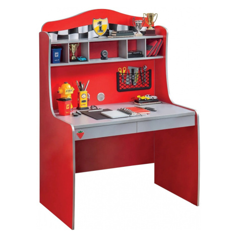 Písací stôl fittipaldi - červená/šedá