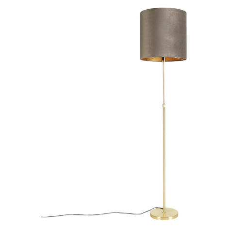 Podlahová lampa zlatá / mosadz so zamatovým odtieňom tupá 40/40 cm - Parte QAZQA
