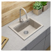 Sink Quality Ferrum New 5055, 1-komorový granitový drez 560x500x210 mm + zlatý sifón, béžová, SK