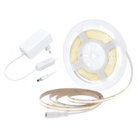 Solight LED COB pásik, sada s adaptérom, vypínač, 5m, 8W/m, 800lm/m, neutrálna biela