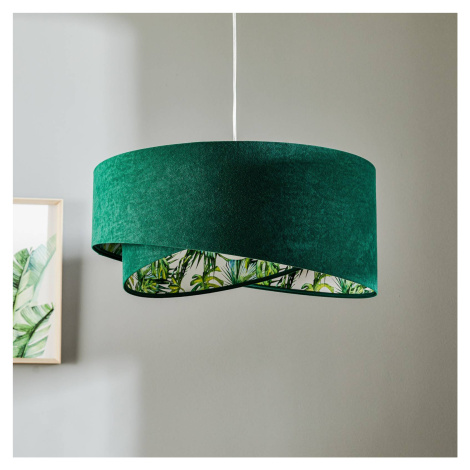 Závesná lampa Vivien, zelená s celoplošnou kvetinovou potlačou Maco Design